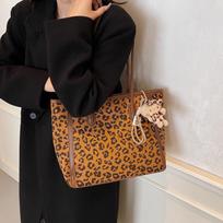 Didelės talpos retro leopardo rašto pirkinių krepšys Madingas ir paprasto stiliaus peties krepšys Nešiojama moteriška rankinė no pendant ruda