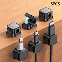 6Pcs Black Magnetic Cable Management Clips Multi-Colored Cord Organizer Desk & Wall Mounted Hooks For Phone Data & Charger juoda