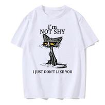 Men's Fun Cat Print Short-sleeved Casual Fashion Everyday Versatile Round Neck Cotton T-shirt Men's Summer Comfortable Top S smėlis