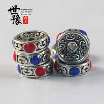 Tibetan-Style Cloisonné Oil Drip Spacer with Six-Character Mantra