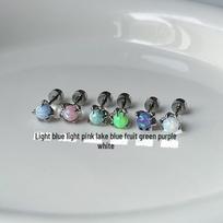 Niche Mini Opal Dragon Claw Titanium Earrings: Unique Bone Studs with Screw-Back Design Fruit Green 1 piece