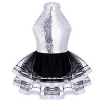 Girls Sequined Straps Tutu Costume Hollow Back Design for Ballet and Modern Dance 3-4 Years sidabras