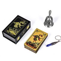 12x7cm Sun Goddess Rider Tarot Deck - 78 Gold Foil Cards, PET Plastic Waterproof & Scratch-Resistant black