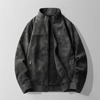 2024 Men's Slim Fit Plus Velvet PU Leather Motorcycle Jacket with Stand Collar 3XL juoda