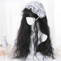 Sintetiniai plaukai Rožiniai Lolita Perukai Šviesūs Juodai Ruda Trumpabangis Bobas Moterims Cosplay Perukas su kirpčiukais Aukštos temperatūros pluoštas Rreference Picture black