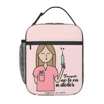 Custom Enfermera En Apuros Doctor Nurse Lunch Bag Women Thermal Cooler Insulated Lunch Boxes for Kids School Children 26x21x11CM smėlis