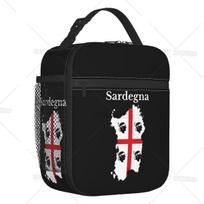 Sardinia Flag Map Thermal Insulated Lunch Bag Women Italy Italia Flag Resuable Lunch Tote for Kids School Storage Food Box 26x21x11CM smėlis