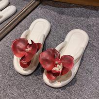Prabangios moteriškos Barbie Phalaenopsis Herringbone šlepetės 2024 m. Naujos, dėvėjimui lauke, storas padas, vasarinės, paplūdimio, aukščiausios klasės, vėsios šlepetės 36-37 raudona
