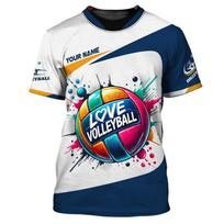 New volleyball uniform personalized customization name unisex 3D print men's T-shirt fashion shirt athlete quick drying clothes S blue
