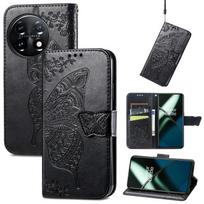 For OnePlus 11 Butterfly Love Flower Embossed Flip Leather Phone Case For OnePlus 11 juoda