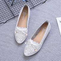 Woman Flats Summer Ballet Flats for Women Flat Sandals Ladies 2024 Hollow Breathable Casual Shoes Bow Loafers Zapatos De Mujer 36 balta