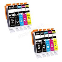 Cartouches d'encre compatibles - CANON - C550/551 XL - Pack de 10 - Multi-couleurs - Jusqu'à 3000 pages
