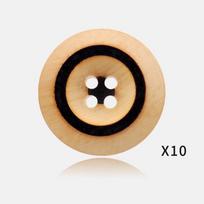 Ring Finishing Touch, Retro Coat Decorative Buttons, Inverted Edge, Four-Eye Black Circle, Wooden Buttons, Sweater Personalized Buttons 11.5mm natural color burning edge