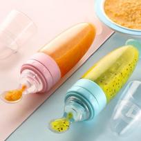 Kūdikio ryžių košės buteliukas Kūdikio silikoninis pieno buteliukas Maitinimo šaukštelis kūdikiui Silikoninis spaudžiamas šaukštelis Ryžių košės buteliukas Kūdikio buteliukas rožinė