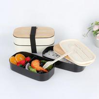 Iškylos bento, studentas, biuro darbuotojas, japoniško stiliaus medinis dangčiu uždengiamas padalintas priešpiečių dėžutė, nešiojama sandari bento dėžutė, priešpiečių dėžutė 2&1000ml&2 balta