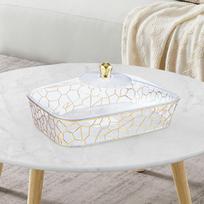 Dried Fruit Plate -PServieren -Servieren -kekse Organizer Sweets Nuts Dish for Farmhouse Trips 32x21.5x14.3 cm white