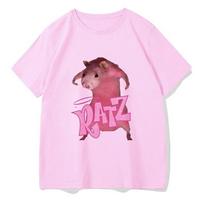 Woman Kawaii Ratz Mouse Tree Print Harajuku Summer Unisex Tshirts Casual Round Neck Short Slee Top Tee Shirt Women T-shirt Drop Ship L