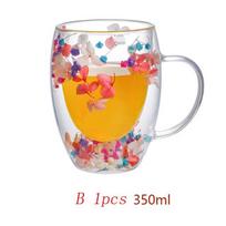 Naujas 350 ml dvigubos sienelės kavos puodelis su rankenomis, skaidrūs pieno puodeliai, dovanos, stiklinis puodelis, pripildytas dirbtinių gėlių, arbatos puodelis 350ml orange
