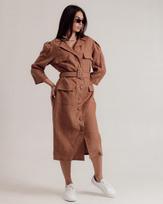 Summer dress Sandrom 4466 42 L camel linen 42 kupranugaris