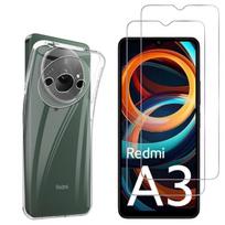 Case for Xiaomi Redmi A3 and 2 Tempered Glass Screen Protector Film Phonillico® skaidri