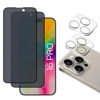 Anti-Spy Tempered Glass for iPhone 16 PRO and Camera Protection [Pack of 2] Protective Glass Film Phonillico® juoda