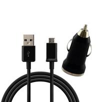 [Suderinamas Samsung Galaxy ALPHA-COREPRIME-GRANDPRIME] USB laidas 1 metras + Juodas automobilinis įkroviklis [Phonillico®] juoda