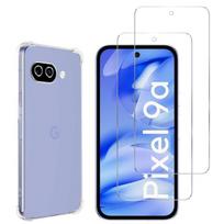 Shockproof Case for Google Pixel 9a and 2 Tempered Glass Screen Protector Film Phonillico® skaidri
