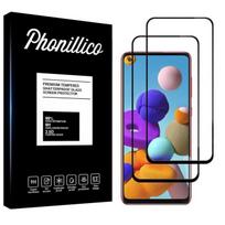 Tempered Glass for Samsung Galaxy A21S [Pack 2] Transparent Film Black Edge Screen Protector Phonillico® juoda