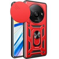 Case - E.F.CONNECTION - for Xiaomi Redmi A3 - Red - Armored - Rotating Ring Stand