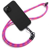 Cord Case for iPhone 15 Plus, Black Shockproof Silicone with Removable Pink Cord