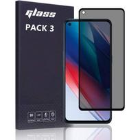 Anti-spy tempered glass screen protector for OPPO A52 - Pack of 3