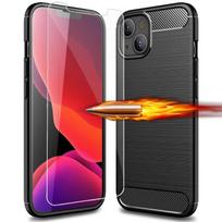 Coque - TPU - pour iPhone 13 mini - Souple - Noir - Ultra slim - 2 Verres Trempés