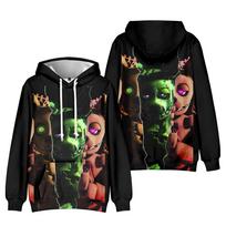 Men Women Fashion Five Nights At Freddy's Hoodies Streetwear Harajuku Casual Cartoon Printed Hooded Pullover Sweatshirts M black