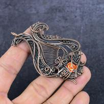 Carving Flower Agate Handmade Copper Wire Wrap Jewelry Pendant 2.76  w7P51