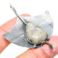 Laguna Lace Agate Handmade 925 Sterling Silver Gift Pendant 2.56  q1t61