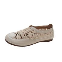 Round Toe Flats Women Comfortable Hollow Out Ballet Flat Shoes Casual Slip on Shallow Shoes Office Boat Shoes Moccasins 35