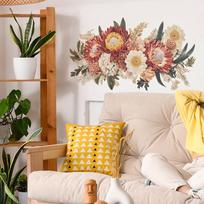 2 Pcs Creative Floral Leaves Bedroom Living Room Home Background Beautification Wall Stickers 29*98cm*2pcs/fun-L117