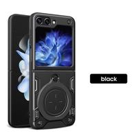 Tvirtas apsauginis dėklas, skirtas Samsung Galaxy Z Flip 6 5 4, su stoveliu, laikikliu, kameros apsauga, atsparus smūgiams, Funda Coque Capa For Samsung Z Flip 6 juoda