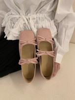 Inner height increase square head pink ballet single shoes women's new Korean version fashion French bow fairy style Mary Jane shoes 34 rožinė