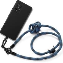 Protective case - BOOLING - for Samsung Galaxy A53 5G - Shockproof - Removable shoulder strap - Black/blue silicone mėlyna