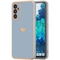 Case - Booling - for Samsung Galaxy S20 FE - Liquid Silicone - Shockproof - Plated Heart Pattern mėlyna