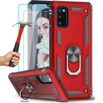 PROSHOP case for Samsung A41 (6.1  ) - Red - Reinforced edge - Tempered glass raudona