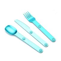 3Pcs Camping Utensils Set Connect Magnetic Knife Fork Spoon Flatware Portable Camping Cutlery Travel Carry Kits Parts šviesiai mėlyna spalva