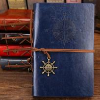 Retro Spiral Notebook Diary Notepad Vintage Pirate Anchors PU Leather Note Book Replaceable Stationery Gift Traveler Journal Small 105x145mm