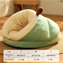 Pet Kennel Dog Cat House Semi-enclosed Winter Warm Thickened Slippers Cats Cushion Sleeping Bag Soft Washable Pet Supplies M žalia