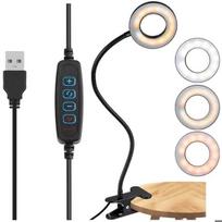 LED žiedinė lempa - Alogy - Lankstus spaustukas - USB nuotolinio valdymo pultas - 10 ryškumo lygių - Juoda balta