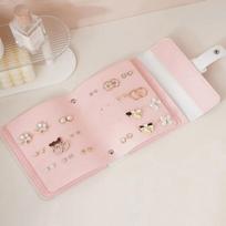Jewelry Storage Bag Travel Portable Multi Functional Earrings And Earrings Storage Large Capacity Jewelry Storage Household Miscellaneous Storage 16*14*4cm rožinė