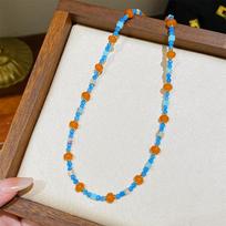 Summer New Fashionable, Fresh, Simple, Versatile Bead Necklace, Light Luxury, Niche, High-end Feeling, Collarbone Chain 43cm