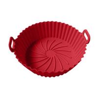 Silicone Air Fryer Liner Round Fryer Basket Non-Stick Air High-temperature Resistant Baking Small raudona