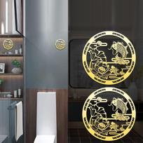 Carp Lotus Metal Sticker Lucky Wealth Home Feng Shui Decoration Mobile Phone Stickers Car Sticker Decals auksas
